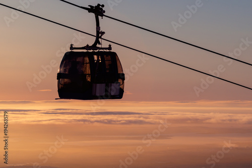 ski lift gondola cabin/ cabin for skiers against the sky