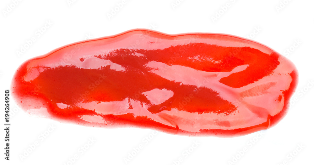 Closeup red ketchup tomato sauce isolated on white background