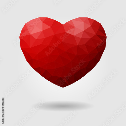 Polygonal heart vector illustration, geometric sign of valentines day