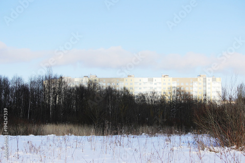 The city's offensive on nature. The forest area is gradually built up by urban houses