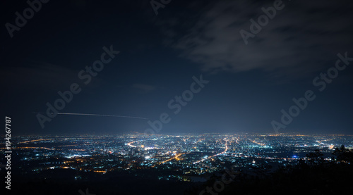 cityscape at night sky with many stars. concept for background 