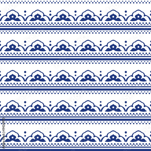Wallpaper Mural Vector damask seamless pattern background curve cross frame flower dot line Torontodigital.ca
