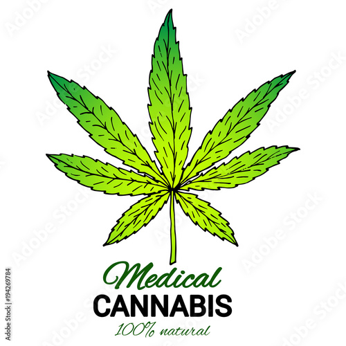 Illustration of medical cannabis. Suitable for use in the design of packaging, advertising, posters