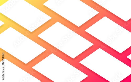 Mobile app user interface ui concept blank white screens grid vector mockup template on colorful orange red background