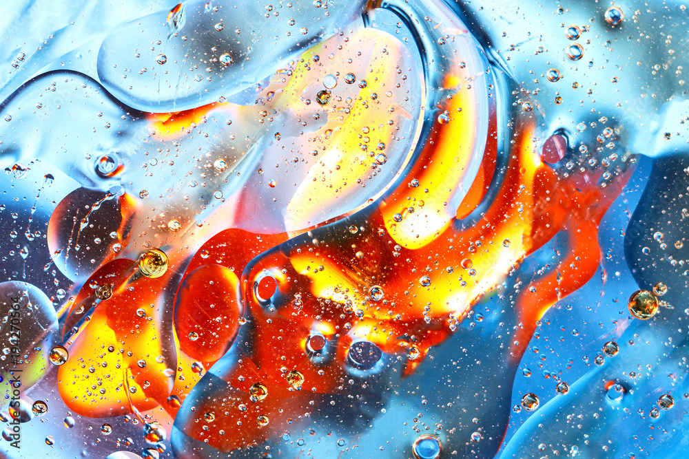 abstract colorful background, oil drops on water