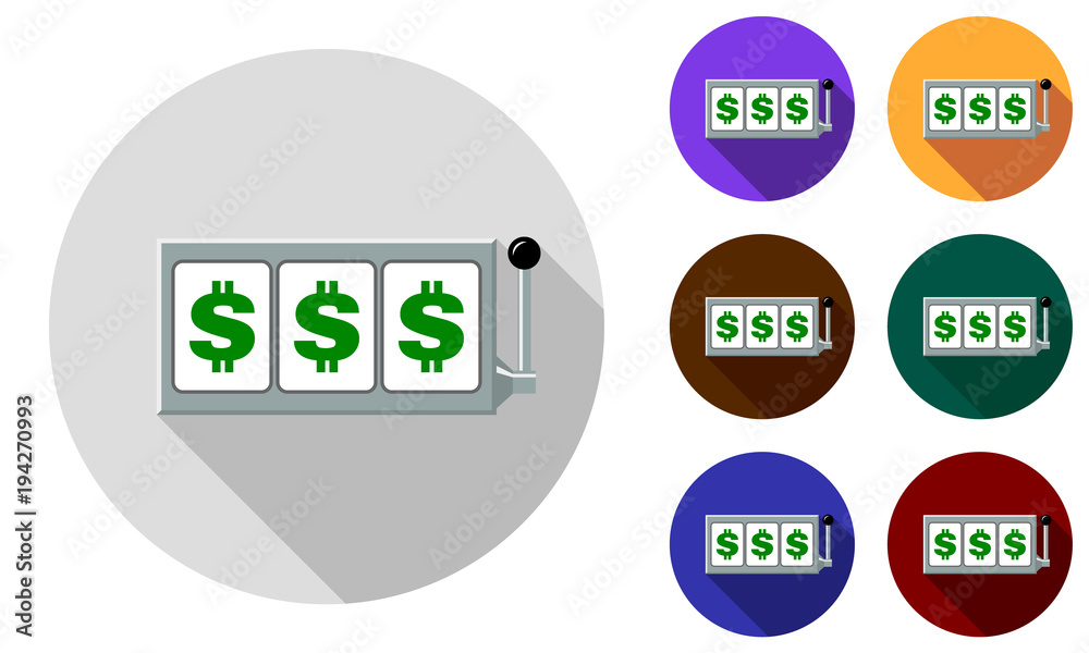 Dollar slot reels icon set