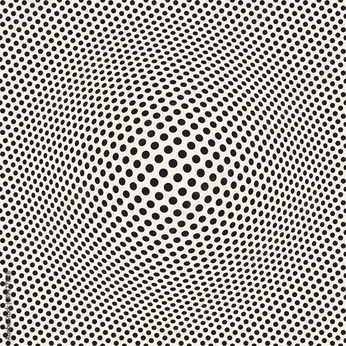 Halftone bloat effect optical illusion. Abstract geometric background design. Vector seamless retro pattern.