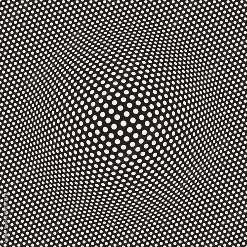 Halftone bloat effect optical illusion. Abstract geometric background design. Vector seamless retro pattern.