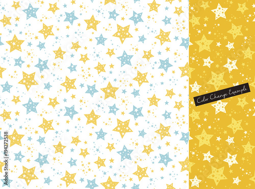 pattern swatch, Large stars and small stars moving cheerfully.