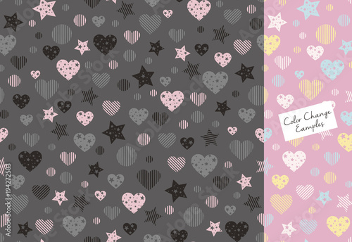 Hearts, stars and stripes pattern (pattern swatch)