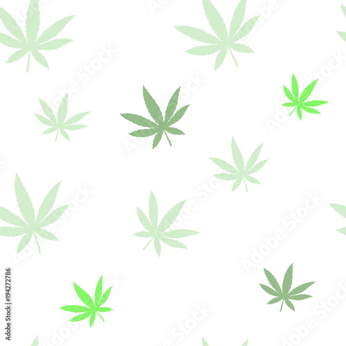 Seamless pattern of cannabis or marijuana leaves. Suitable for use in the design of packaging, advertising, posters