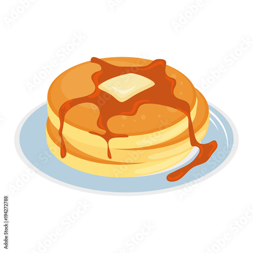 pancake on dish breakfast with honey design