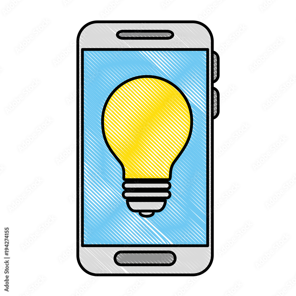 smartphone device with bulb vector illustration design smartphone device with bulb vector illustration design