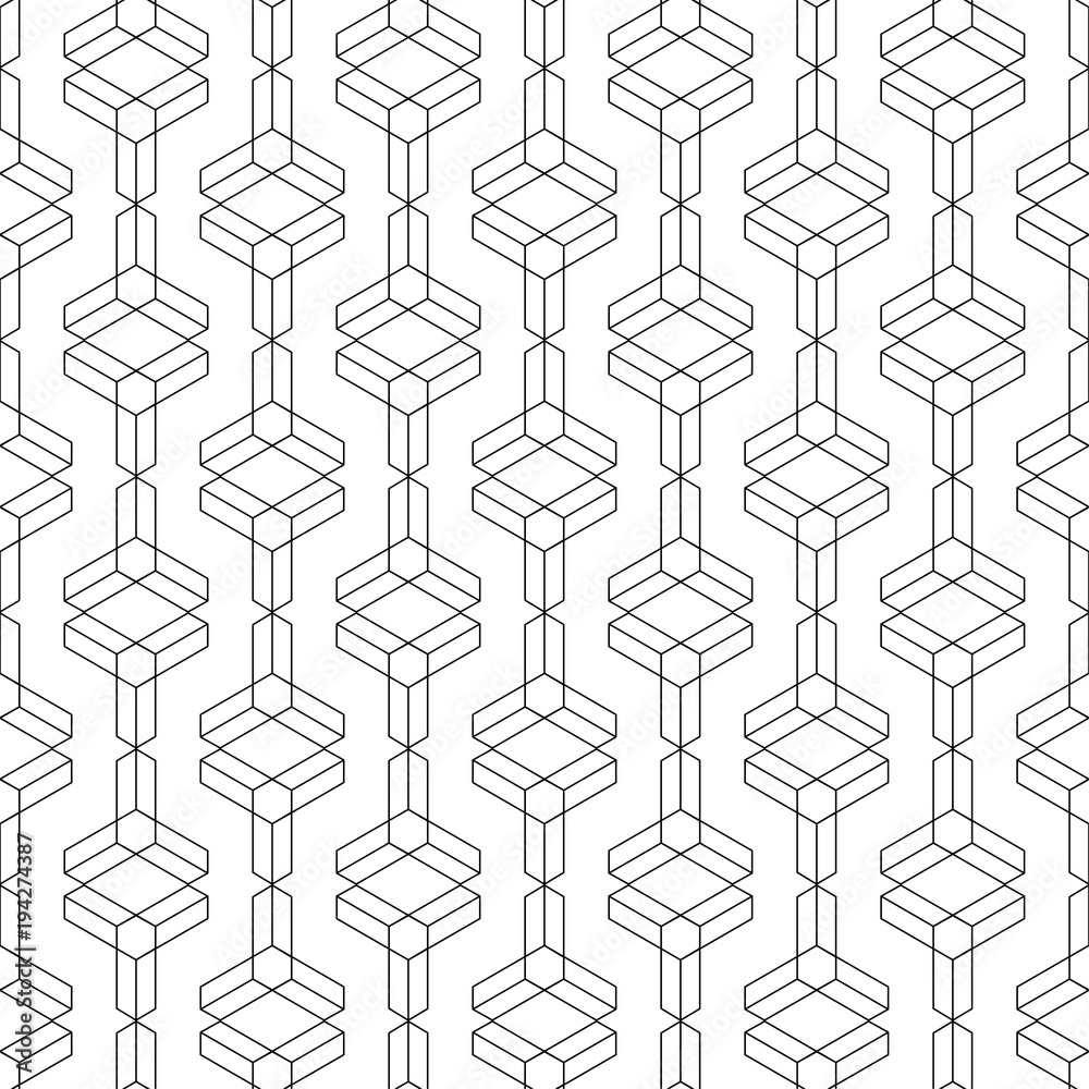 Black geometric ornament on white background. Seamless pattern Black geometric ornament on white background. Seamless pattern