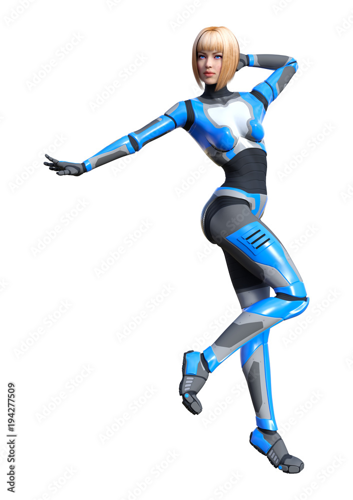 3D Rendering Female Robot on White 3D Rendering Female Robot on White