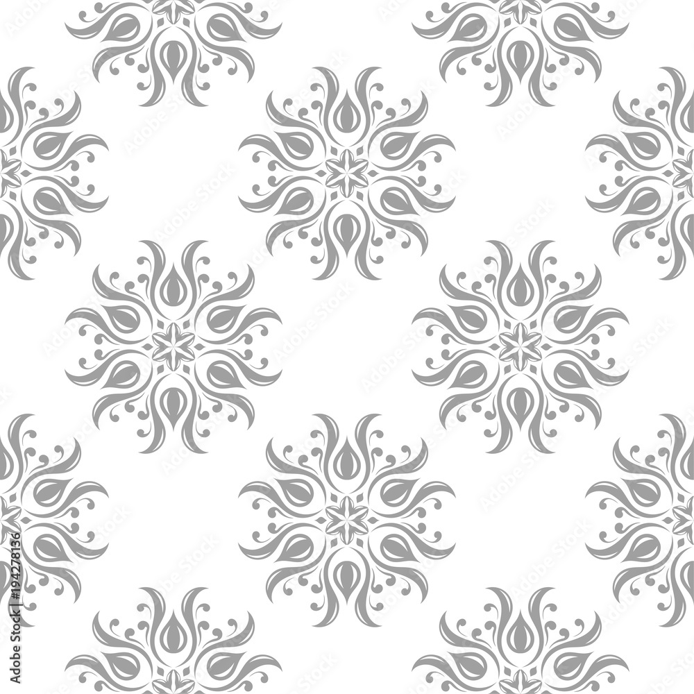 Gray floral seamless pattern on white background Gray floral seamless pattern on white background
