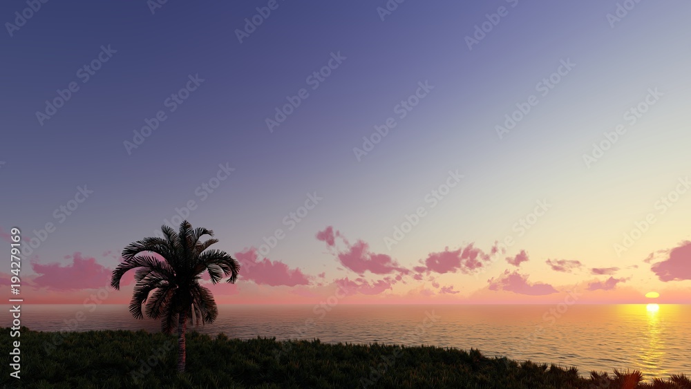 Nice sunset 3D render
