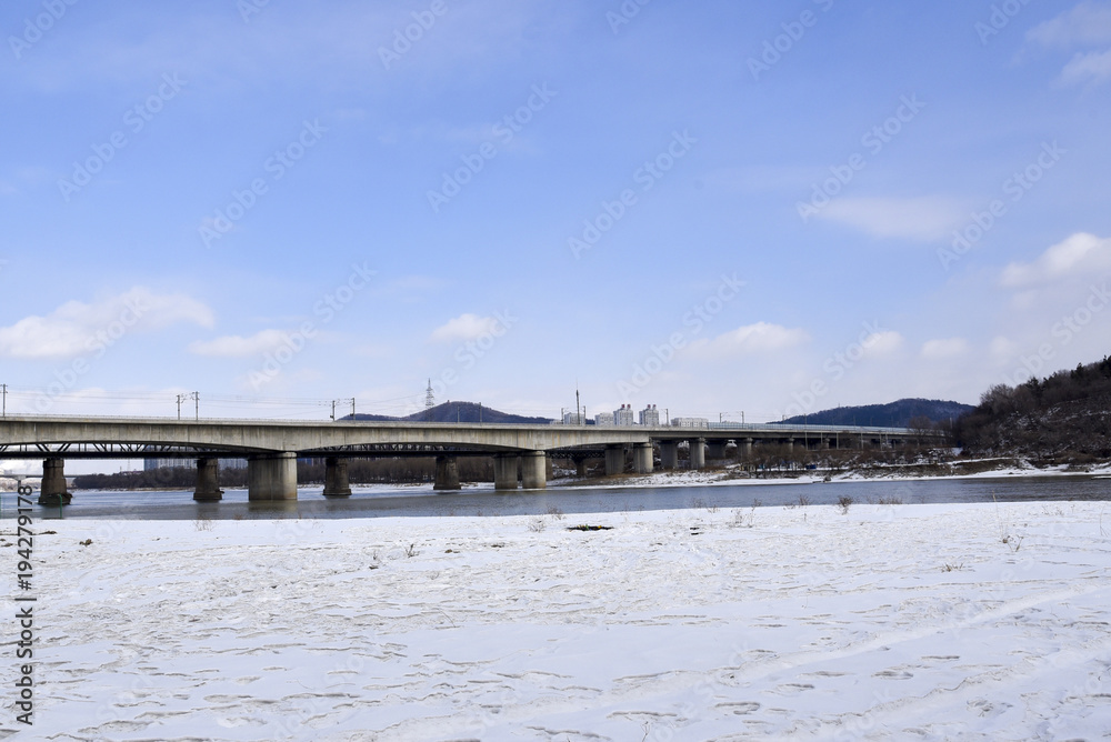 A view of the songhua river in winter,jilin city, China. A view of the songhua river in winter,jilin city, China.