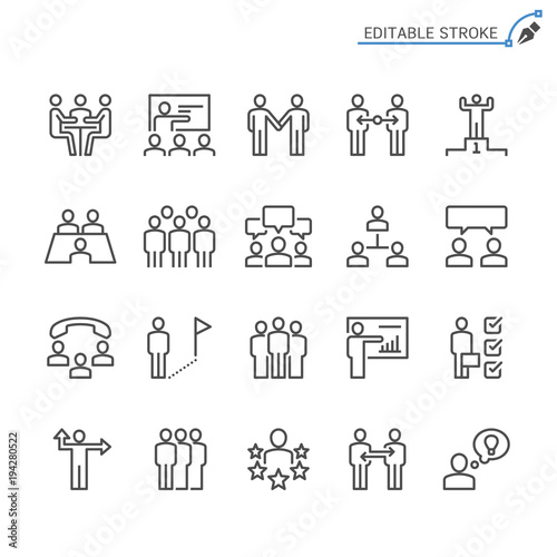 Business people line icons. Editable stroke. Pixel perfect.