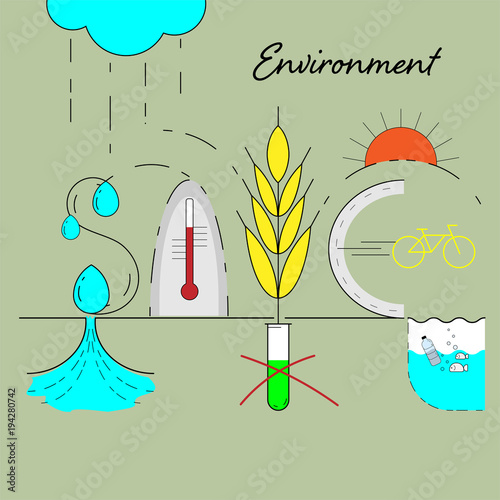 Save environment typographic and infographic concept design. Vector illustration.