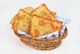 Brazilian typical pastry called pastel in white background 