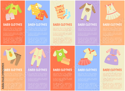 Baby Clothes Set with Text Vector Illustration