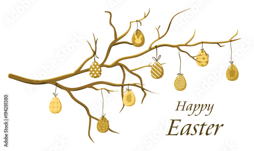 Easter eggs on a branch, vector