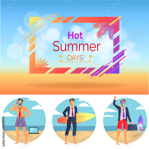 Hot Summer Days Set Poster Vector Illustration