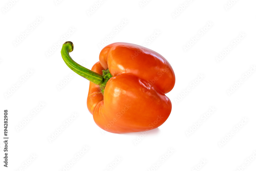THe orange bell pepper isolated on white background with clipping path. THe orange bell pepper isolated on white background with clipping path.