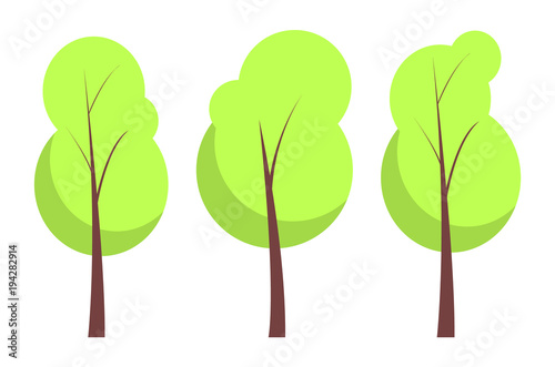 Summer Trees Collection Poster Vector Illustration