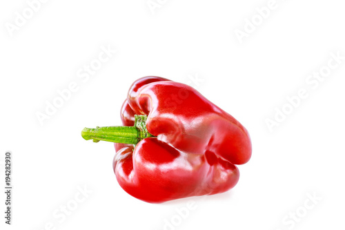 THe red bell pepper isolated on white background with clipping path.