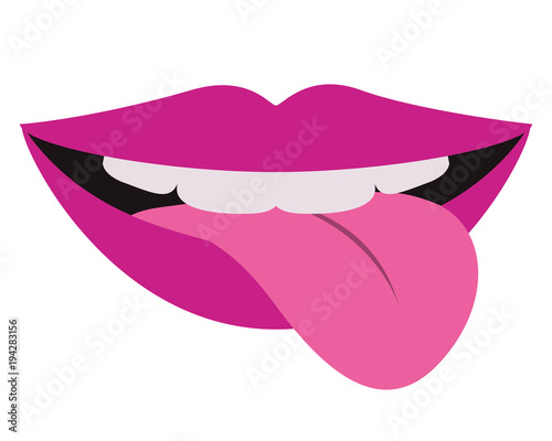sensuality lips with tongue out vector illustration design