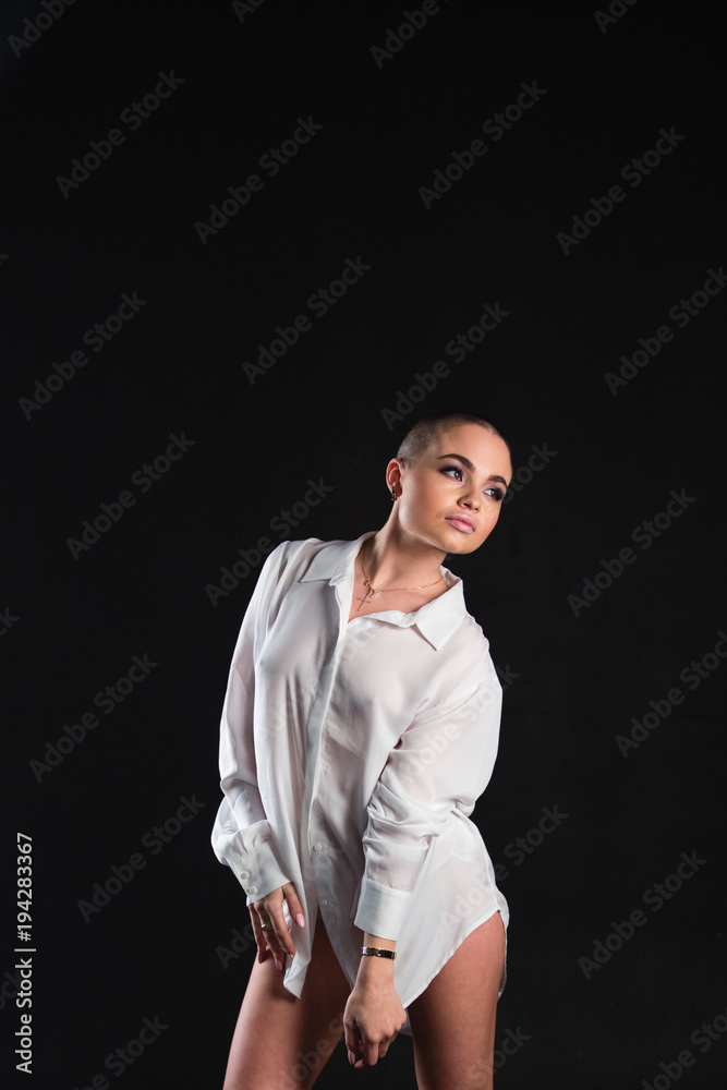 Amazing sensual model in white shirt