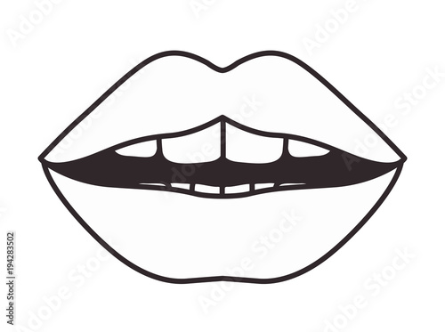 sensuality lips with teeth vector illustration design