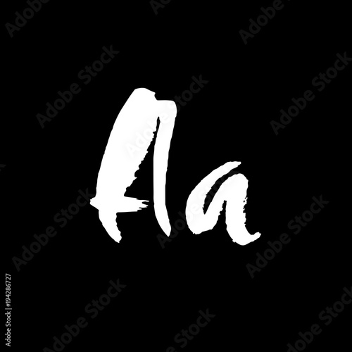 Letter A. Handwritten by dry brush. Rough strokes textured font. Vector illustration. Grunge style elegant alphabet.