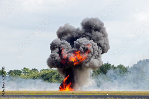 Fire ball explosion with black smoke