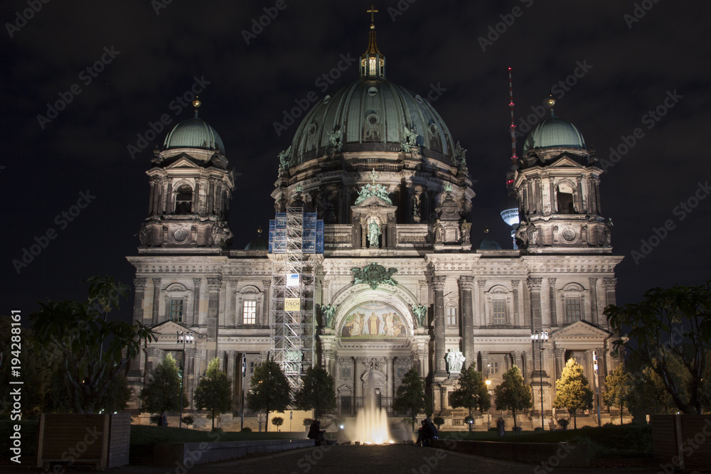 Horizontal night image of Berlin Dome, Germany, Europe