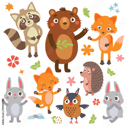 funny animals vector set