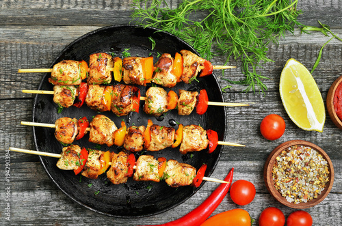 Appetizer chicken kebab with vegetables