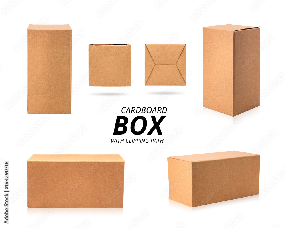 Group of cardboard boxes isolated on white background. Template of carton box for your design. ( Clipping path ) Group of cardboard boxes isolated on white background. Template of carton box for your design. ( Clipping path )