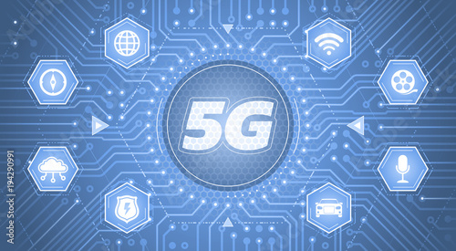 5G - 5th Generation Wireless Systems. Infographical template on the theme of 'Wireless Technologies / Mobile Networks'.