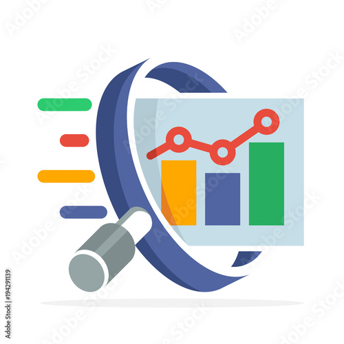 logo icon with the concept of stock investment prospect analysis, business development analysis