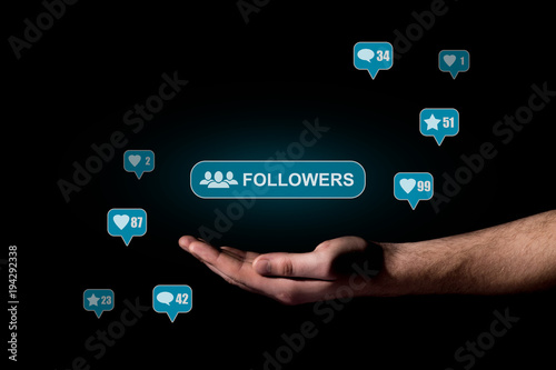 Hand show a icon of followers