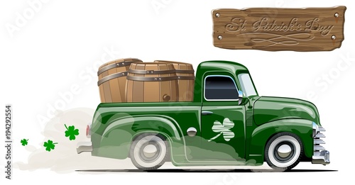 Vector Saint Patrick's retro cartoon beer pick-up