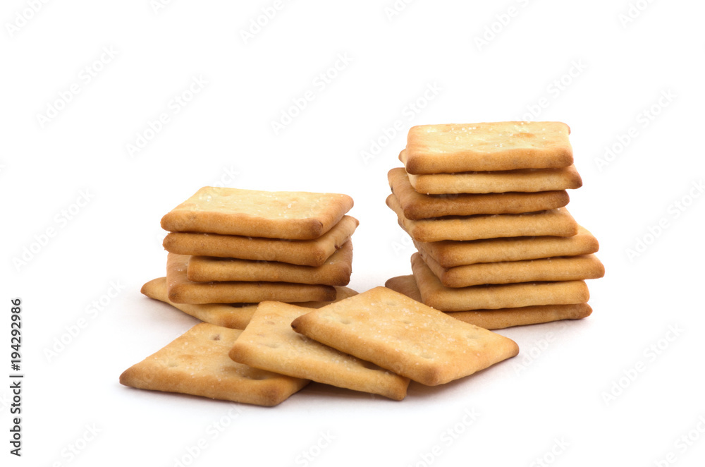 square crackers isolated on white background. square crackers isolated on white background.