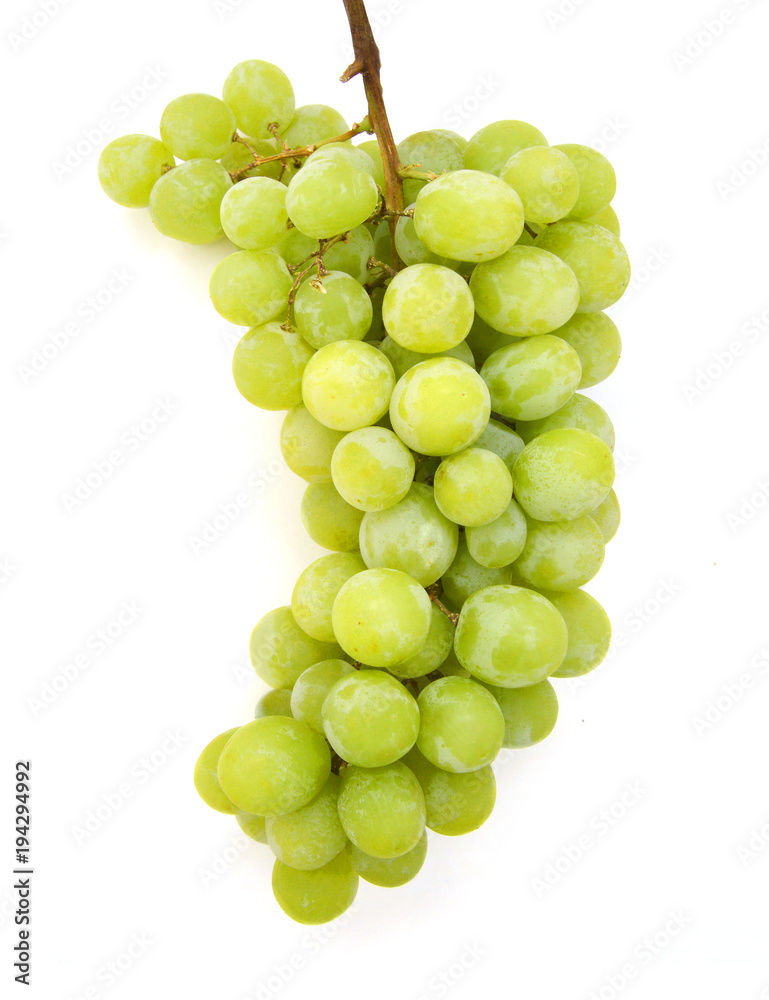 Fresh green grapes. Isolated on white