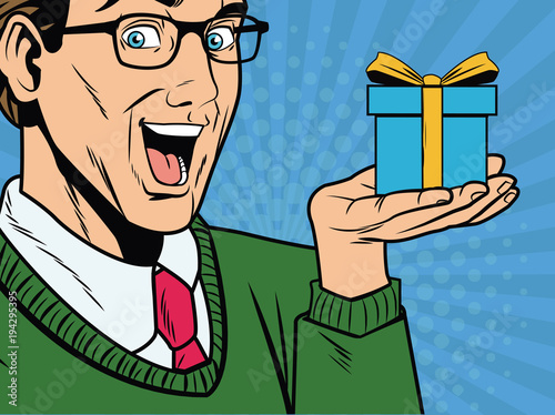 Businessman with giftbox vector illustration graphic design