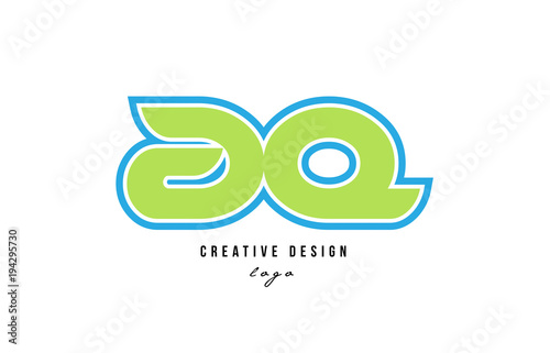 blue green alphabet letter aq a q logo icon design