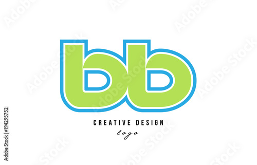 blue green alphabet letter bb b b logo icon design