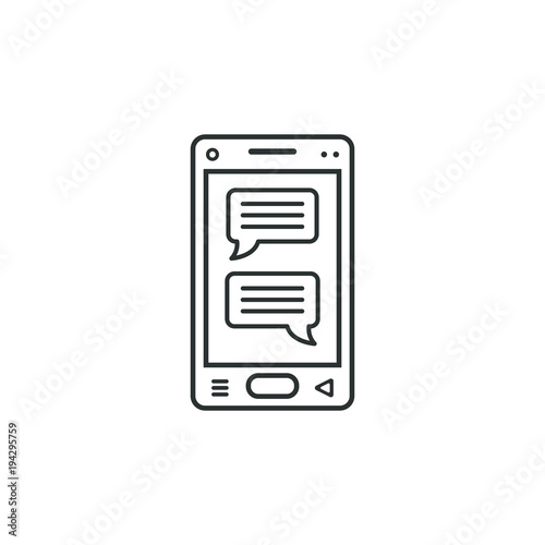 Black and white illustration of smartphone with messages